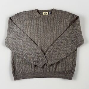 Haggar Mens XXL Brown Textured Knit Crewneck Sweater Cotton Acrylic